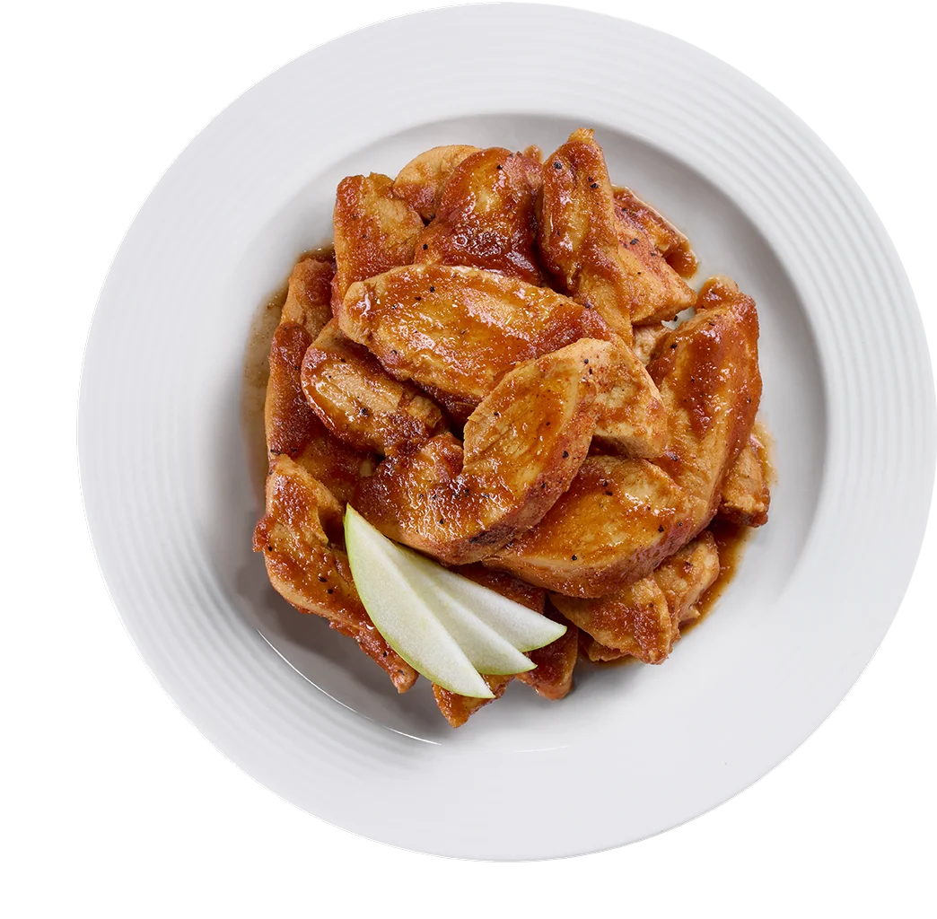 Chef-prepared chicken plated and ready to serve