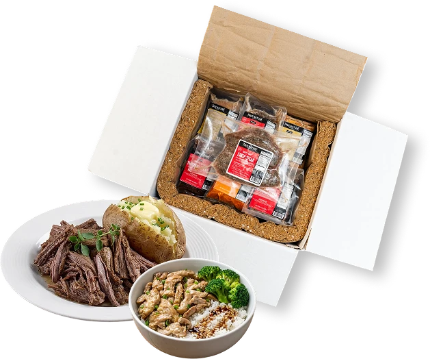 Premium meats delivered in a box